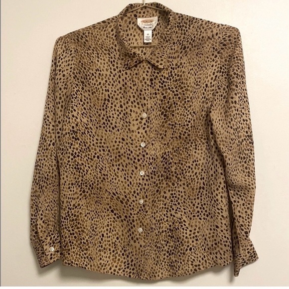 Talbots Leopard Print Blouse, size 10P - Picture 6 of 10